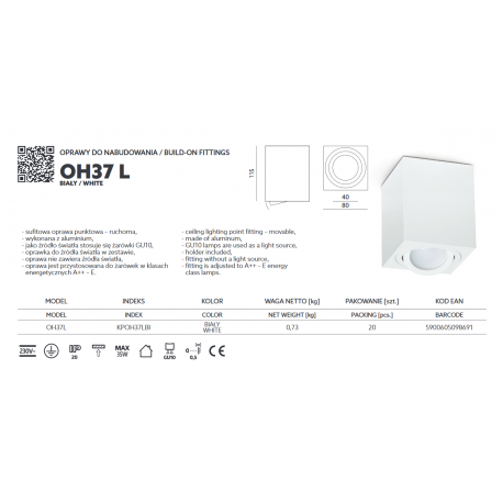 LAMPA NATYNKOWA TUBA RUCHOMA OH37L KPOH37LBI KOBI