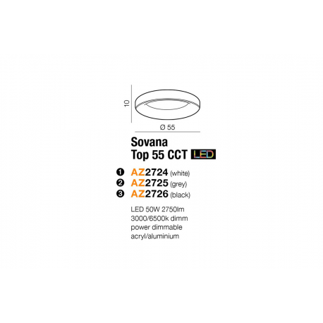 SOVANA TOP 55 CCT GREY AZ2725 LAMPA SUFITOWA PLAFON LED AZZARDO