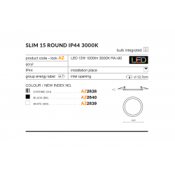 SLIM 15 ROUND 4000K IP44 WHITE AZ2842 LAMPA SUFITOWA PLAFON LED AZZARDO