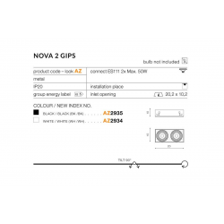 NOVA 2 GIPS BK/BK AZ2935 ES111 LAMPA OCZKO WPUSZCZANE SPOT AZZARDO