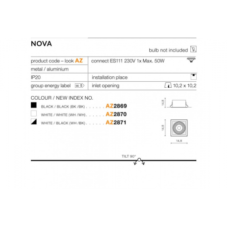 NOVA WH/WH AZ2870 ES111 LAMPA OCZKO WPUSZCZANE SPOT AZZARDO