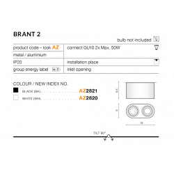 BRANT 2 ROUND AZ2820 LAMPA NATYNKOWA BIAŁA AZZARDO